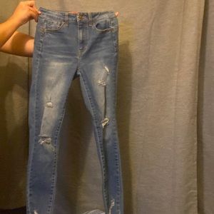 Mid blue ripped jeans